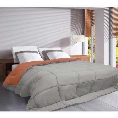 Foto van Bedrukt Dekbed Hoesloos Wasbaar Zonder Overtrek Lits Jumeaux - Zelesta® Easybed - Lichtgrijs & Gembe