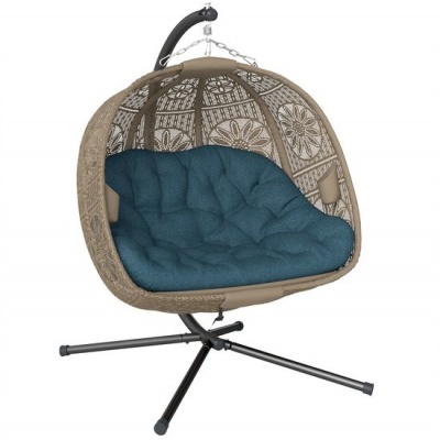 Foto van Outsunny - Hangstoel met zakken - Polyester - Bruin