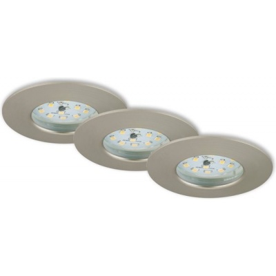 Foto van Briloner Leuchten - Set van 3 dimbare LED-inbouwlampen, 6,5 W, 3.000 K, IP44, mat nikkel Ø7,5 cm