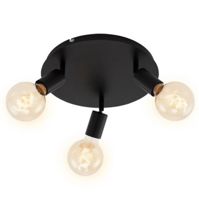 Foto van BRILONER PEARL - 3-lichts plafondlamp retro - draaibare spotkoppen - zwart - Ø 30cm