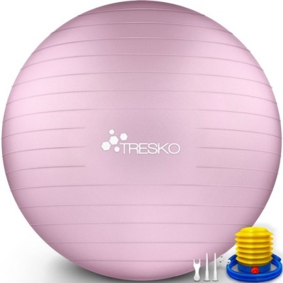 Foto van TRESKO® anti-burst gymnastiekbal 65 cm (princess-pink) met luchtpomp, tot 300 kg, voor 155-175 cm