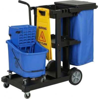 Foto van HOMCOM Schoonmaakwagen van Kunststof en Metaal - 122 x 46,5 x 101 cm - Blauw