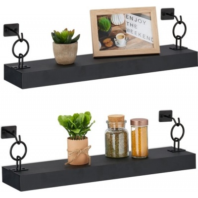 Foto van Wandplank set van 2 - 13x48x12 cm - zwevend voor woonkamer en keuken