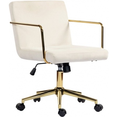 Foto van HOMCOM Bureaustoel Polyester en Staal Crèmewit 64x57x80-90 cm