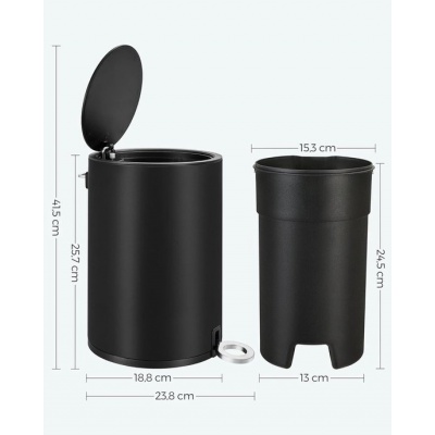 Foto van Songmics - 3L pedaalemmer voor badkamer - kleine vuilnisemmer met softclose en uitneembare binnenemm
