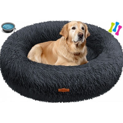 Foto van Lovpet® Hondenbed, hondenkussen, kattenbed, bagel, wasbaar, incl. bak met 3 x kauwbotten, hondensofa