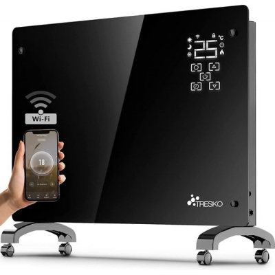 Foto van Tresko glazen elektrische kachel 1500W - LED-display