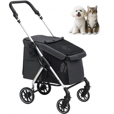 Foto van PawHut-Hondentrolley-Polyester, Aluminium-80L x 48,5B x 106H cm-Grijs