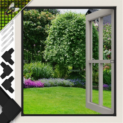 Foto van KESSER® Vliegenhor voor ramen | 130 x 150 cm | met aluminium frame, vliegenbescherming, insectenbesc