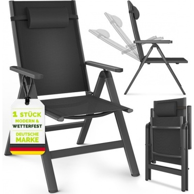Foto van tillvex® Tuinstoel Hoge Rug met Armleuningen & Neksteun | Inklapbare, Weerbestendige Campingstoel