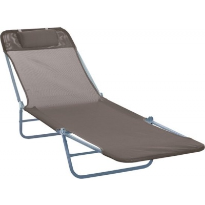 Foto van Outsunny Inklapbaar Ligbed met Kussen en 5 Posities - Bruin Tuinligbed