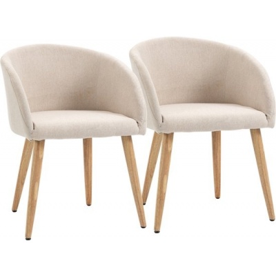 Foto van HOMCOM Eetstoel Polyester, Metaal 56L x 55B x 74H cm Beige