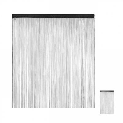 Foto van Relaxdays zwart draadgordijn, inkortbaar, voor deuren & ramen, 145x245 cm