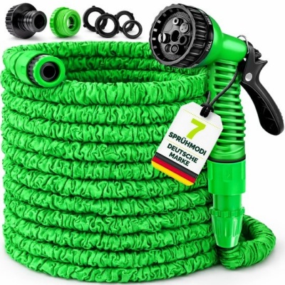 Foto van TRESKO® Flexibele Tuinslang 15m met 7-standen Sproeikop en Dubbele Latexkern