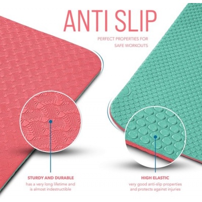 Foto van RE:Sport Yogamat Groen, ftalaatvrij, antislip, 183 x 61 x 0,6 cm met draagriem
