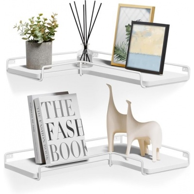 Foto van Vasagle - Set van 2 L-vormige wandplanken - 40x29 cm - Wit - Industrieel design