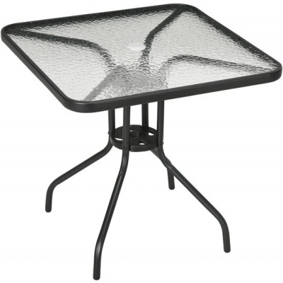 Foto van Outsunny Tuin tafel van metaal, zwart gehard glas