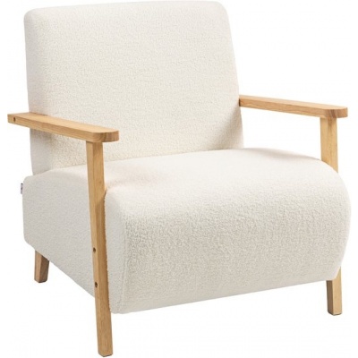 Foto van HOMCOM Eenpersoonsstoel van polyester en schuim - 76L x 74,5B x 78H cm - Crèmewit