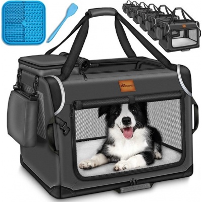 Foto van TRESKO® Opvouwbare Hondenbench XXL 92x63x63 cm – Draagbare Reisbench voor Honden en Katten
