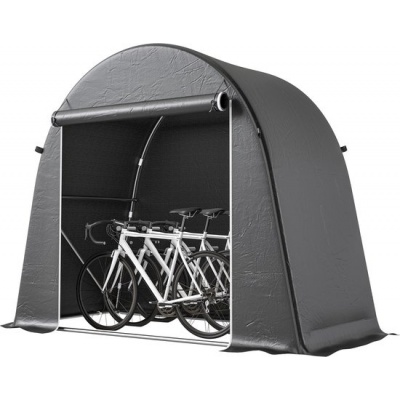 Foto van Outsunny Tuinopslag Tent - Kunststof, Gegalvaniseerd Staal - 245L x 120B x 200H cm - Donkergrijs
