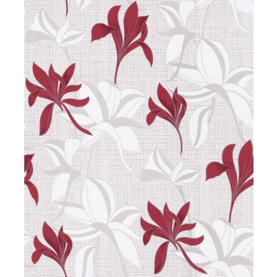 Foto van Vliesbehang bloemen rood met zilver glitter Erismann 10241-06