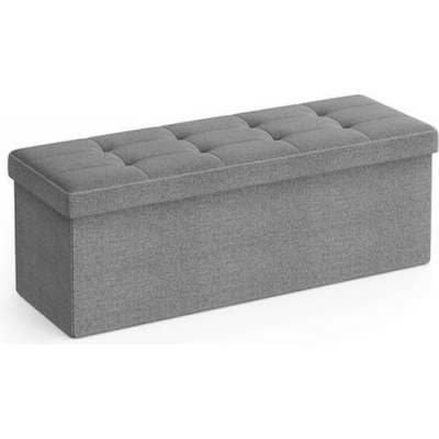 Foto van Songmics Sofa met opbergdoos, vouwkast, max. 300 kg, 120 L, 110 x 38 x 38 cm, lichtgrijs faux linnen
