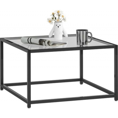 Foto van HOMCOM Salontafel van gehard glas en staal, 68x68x39 cm, zwart