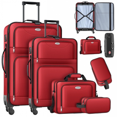 Foto van KESSER® Reiskofferset, 4-delig, trolley, kofferset, stoffen koffer met 3-cijfers-TSA-slot, 360° wiel