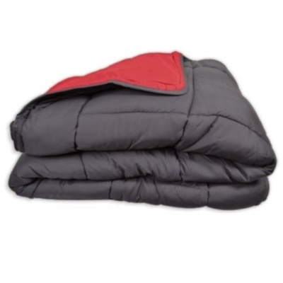 Foto van POYET MOTTE Dekbed, tweekleurig, polyester, grijs/rood, 160 x 220 cm, CALGARY