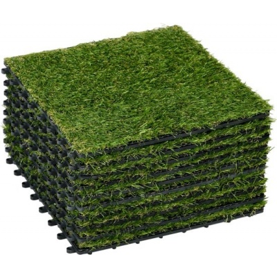 Foto van Outsunny kunstgras - 10-delige set - met afwateringsfunctie - groen