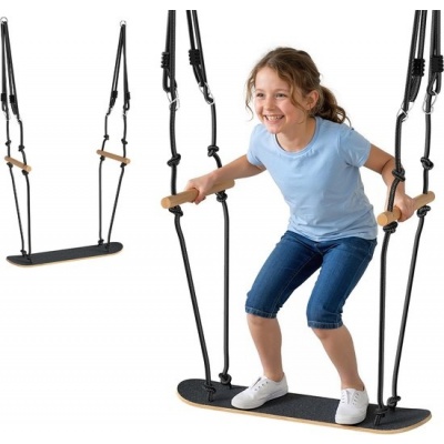 Foto van AIYAPLAY Kinderschommel van esdoornmultiplex en beukenhout - 79L x 40B x 180H cm - Natuurlijk hout