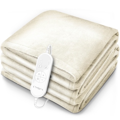Foto van Sinnlein® pluche warmtedeken 200 x 180 cm crème | elektrische deken met timer en 9 standen