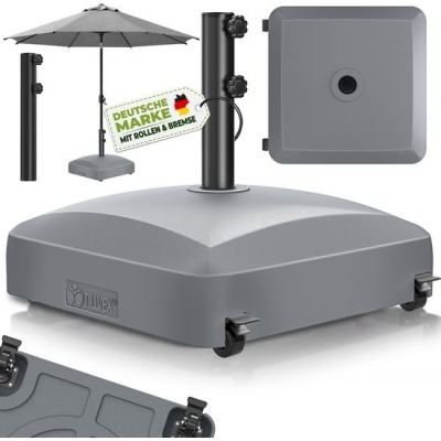 Foto van tillvex® Parasolvoet PAVERA met wielen en remmen | Vulbaar 37L / 56kg | Weer- en UV-bestendig (Antra
