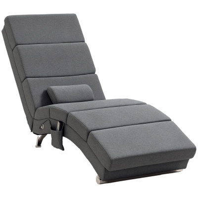 Foto van HOMCOM Relaxstoel met massagefunctie - Elektrische loungestoel met afstandsbediening - Donkergrijs