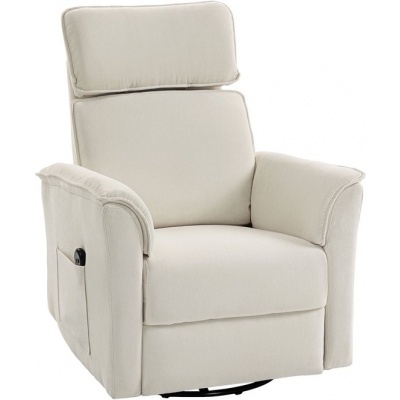 Foto van Homcom Elektrische Relaxfauteuil - Stof ,Meerlaags Hout - Crèmewit 91x78x105 cm