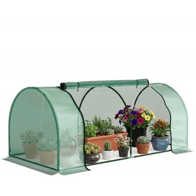Foto van Outsunny Kunststof en staal, groen - 200L x 100B x 80H cm - Kweek kas
