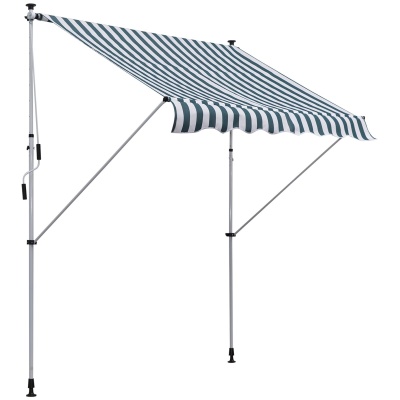 Foto van Outsunny Klemzonwering met handkruk, hoogteverstelbaar 200 cm, Groen/Wit