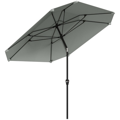 Foto van Outsunny Parasol Ø233 cm, met knikfunctie, windvast, voor strand, balkon en tuin, donkergrijs