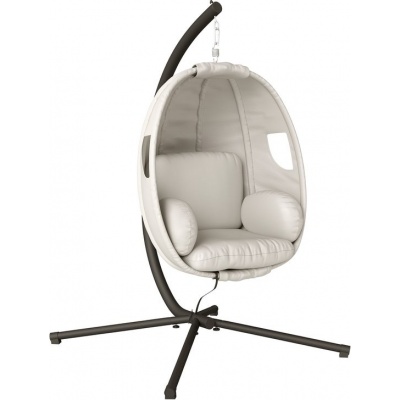 Foto van Outsunny Schommelstoel - Verzinkt staal, polyester - 117L x 95B x 180H cm - Lichtgrijs