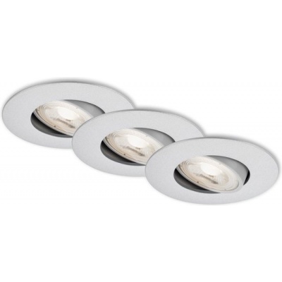 Foto van BRILONER KULANA - Set van 3 draaibare inbouwspots - 5W LED - warm wit - Ø90mm - mat chroom