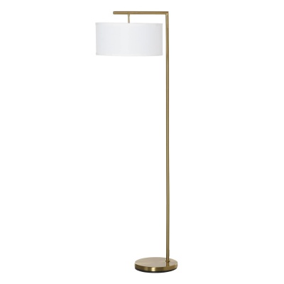 Foto van HOMCOM vloerlamp E27 fitting voor woonkamer, slaapkamer of kantoor, metaal en linnen, goud/wit 153 c