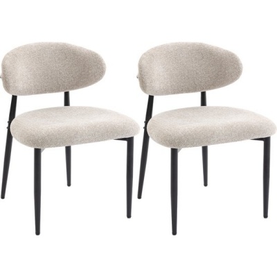 Foto van HOMCOM Eetstoel - Linnenlook Stof (100% Polyester), Staal - 58L x 58B x 77H cm - Beige