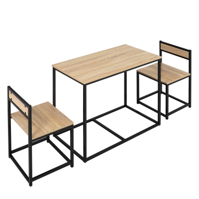 Foto van HOMCOM Eettafel met 2 Stoelen, 3-delige Eetgroep voor Kleine Ruimtes, Eiken