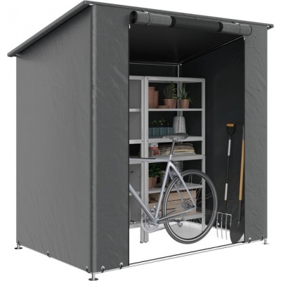Foto van Outsunny Tuinopbergtent - Verzinkt staal, PE - 187L x 120B x 204H cm - Donkergrijs