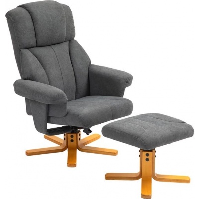 Foto van HOMCOM Relaxfauteuil met Ottoman - Donkergrijs, 79L x 80B x 104H cm