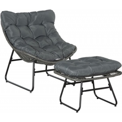 Foto van Outsunny - Rattan Stoel Set - Metaal - PE Rattan - Grijs