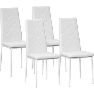 Foto van HOMCOM Eetkamerstoel Kunstleer, Staal - 41L x 50B x 97H cm - Wit