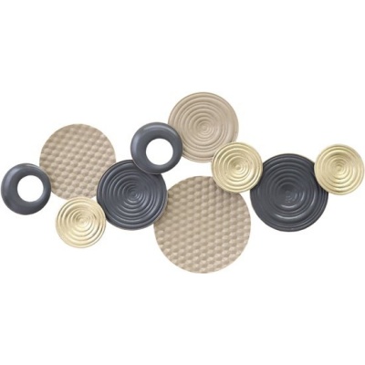 Foto van Homcom Metalen Wanddecoratie - 100L x 5,5B x 50H cm - Khaki