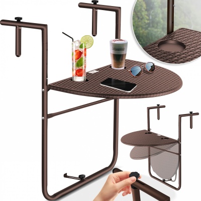 KESSER® Balkonhangtafel, inklapbaar, balkontafel om op te hangen, balkon, hangtafel, 3-voudig in hoo