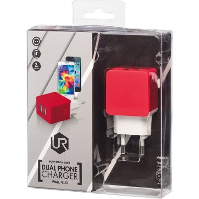 Trust Urban - Dual USB Thuislader - Rood Trust Urban - Dual USB Thuislader - Rood